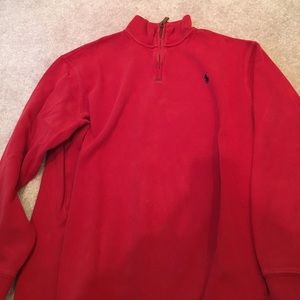 Red polo quarter zip