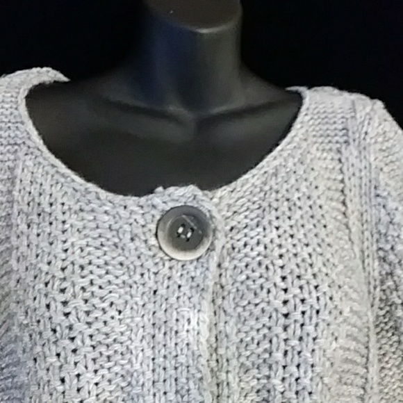 Silvia Novelli Nova gray chunky knit cardigan-sz L - Picture 2 of 6