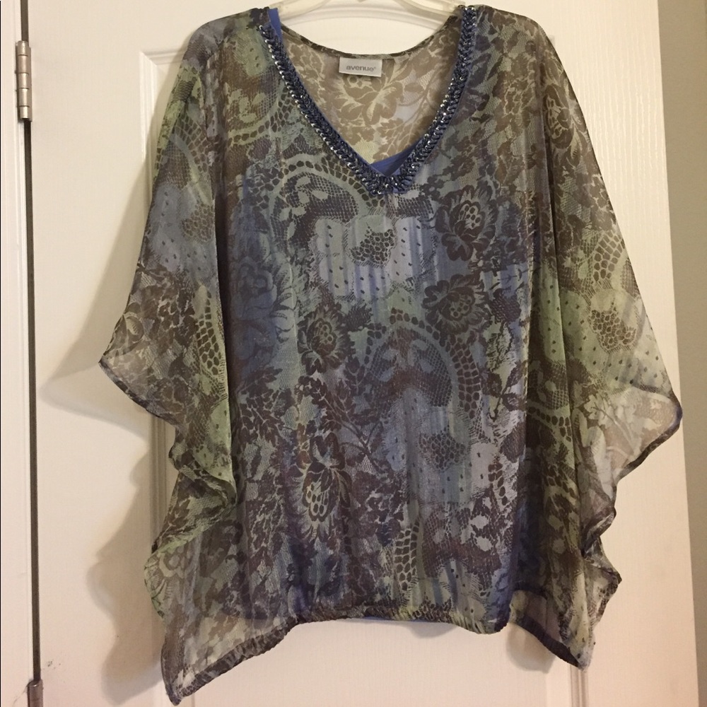 Printed blouse with built in camisole.