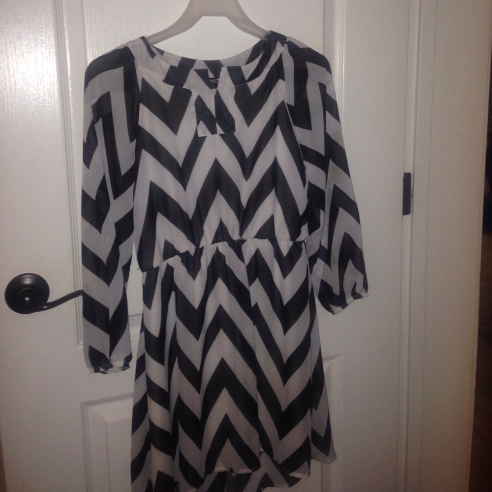 Blue and white chevron dress