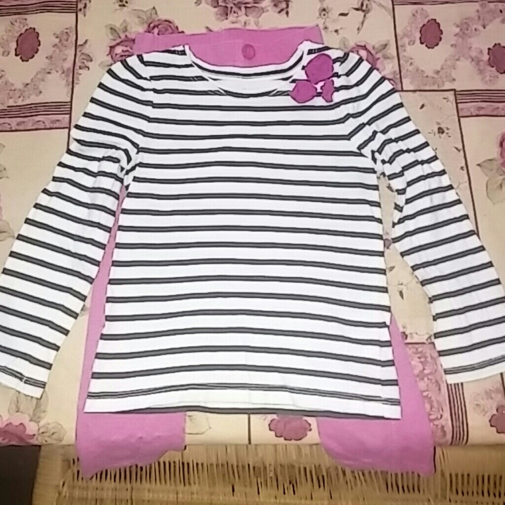 Brown and White top with Pink Jeggings!!