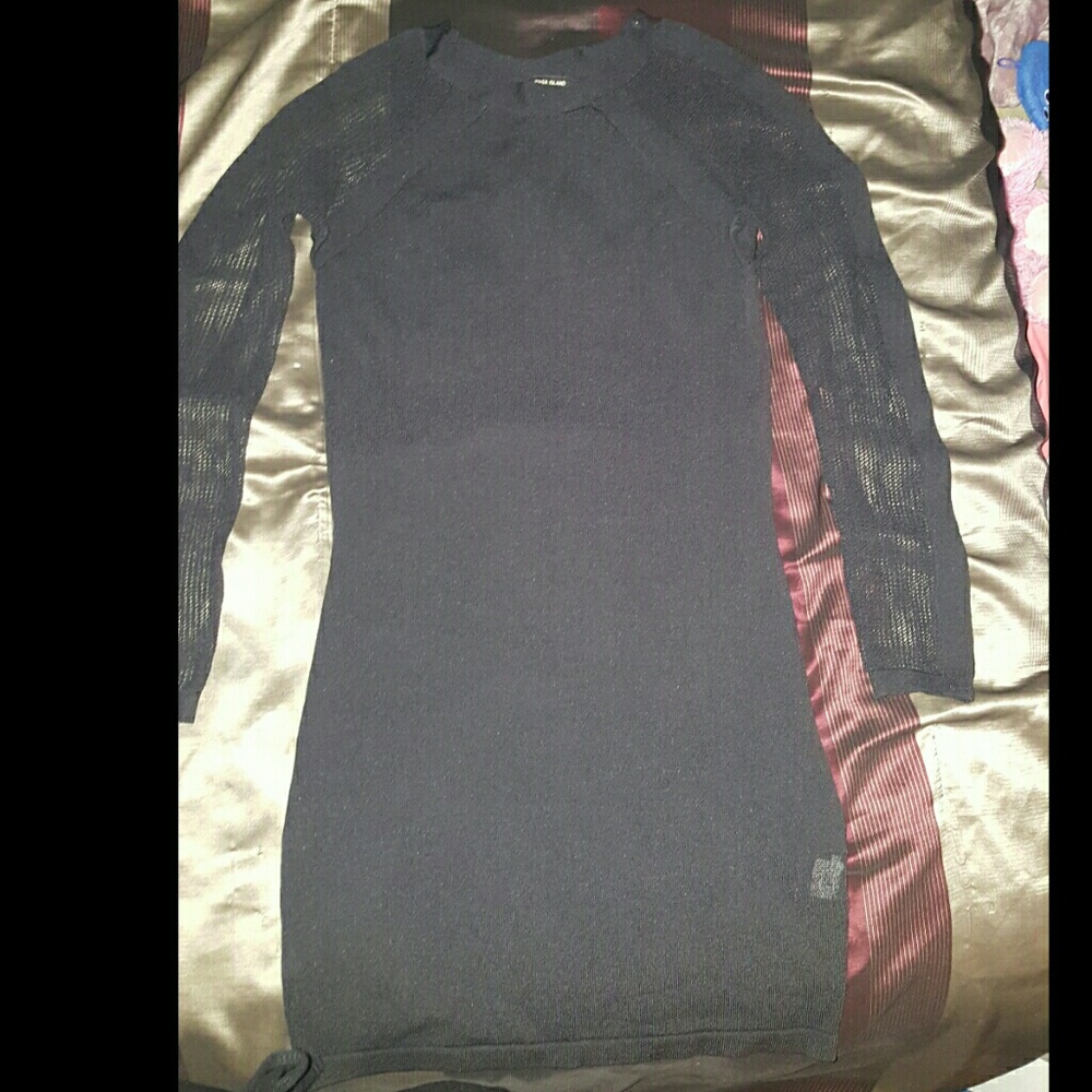 Black bodycon mesh sleeve dress