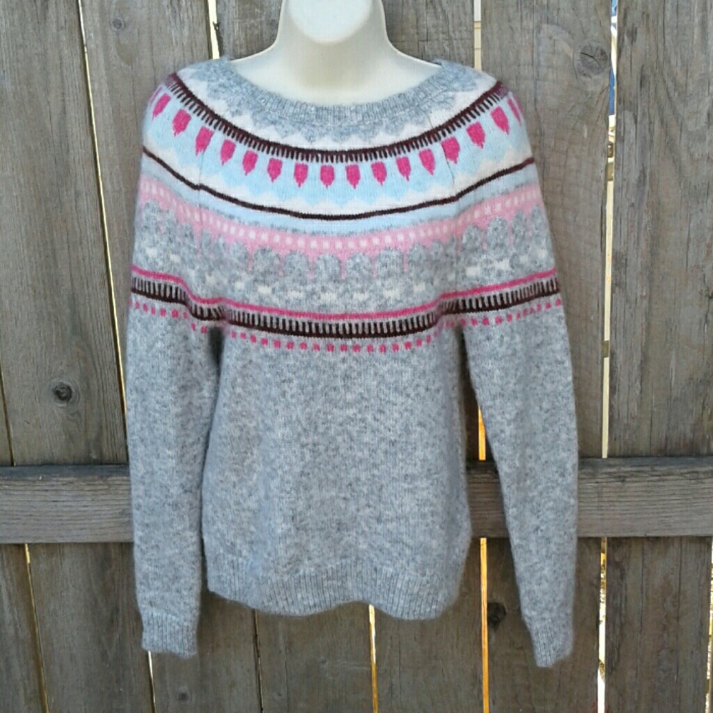 GAP GRAY HEATHER CIRCULAR FAIR IDLE SWEATER