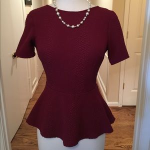 Wine Peplum Top