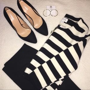 Elle Black & White Striped Cropped Jacket