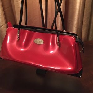 Pretty Holiday red! Beijo handbag w/black bottom