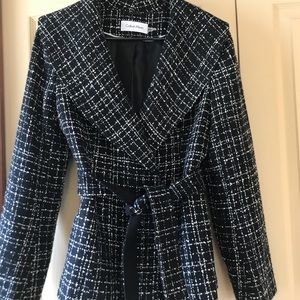 Black and white plaid Calvin Klein coat