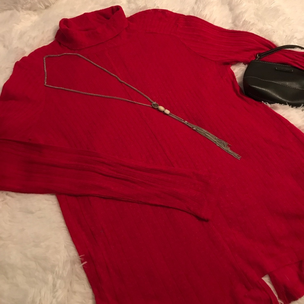 Red turtleneck