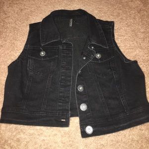 Black denim vest