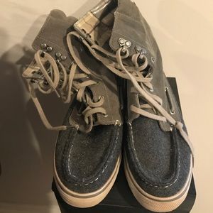 Grey high top Sperrys