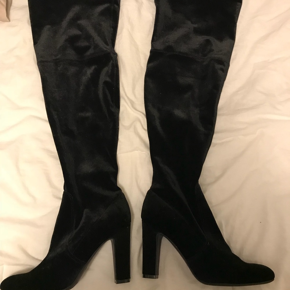 Black over the knee boots suede brand new
