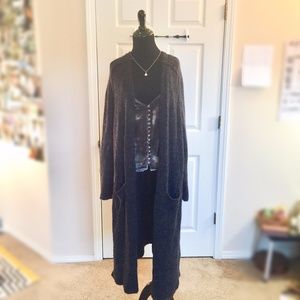 Free People Women Long Black Knit Cardigan