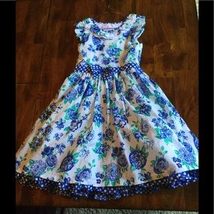 Girls size 12 blue and white floral dress