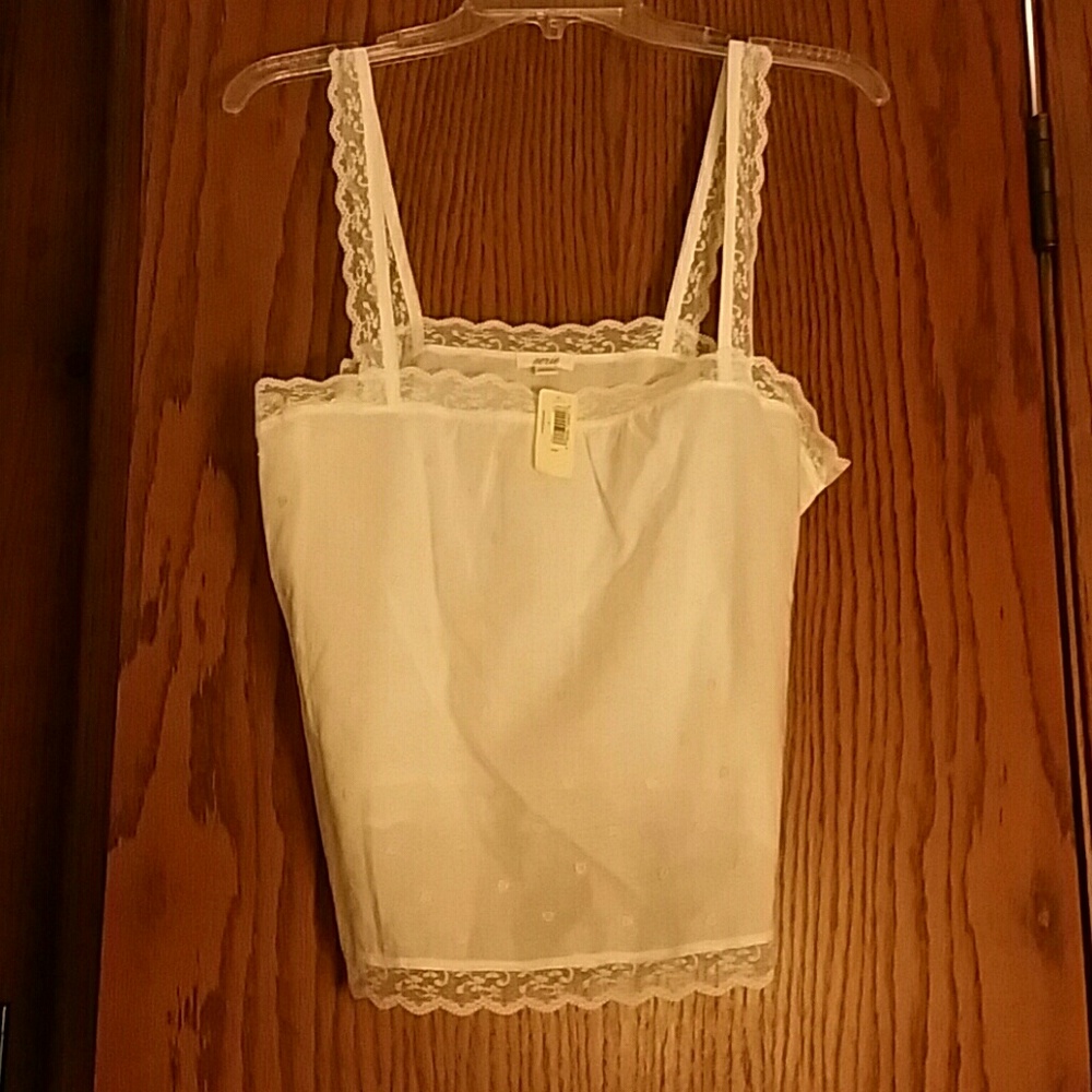 Aerie Camisole white with pink hearts, L, NWT