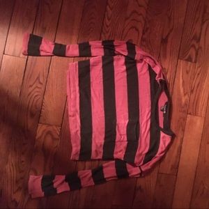 Striped gray and pink longsleeved top