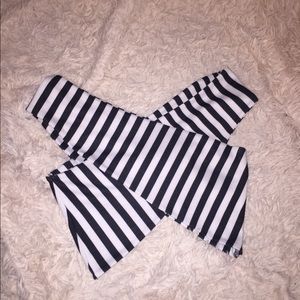 Striped cross crop top