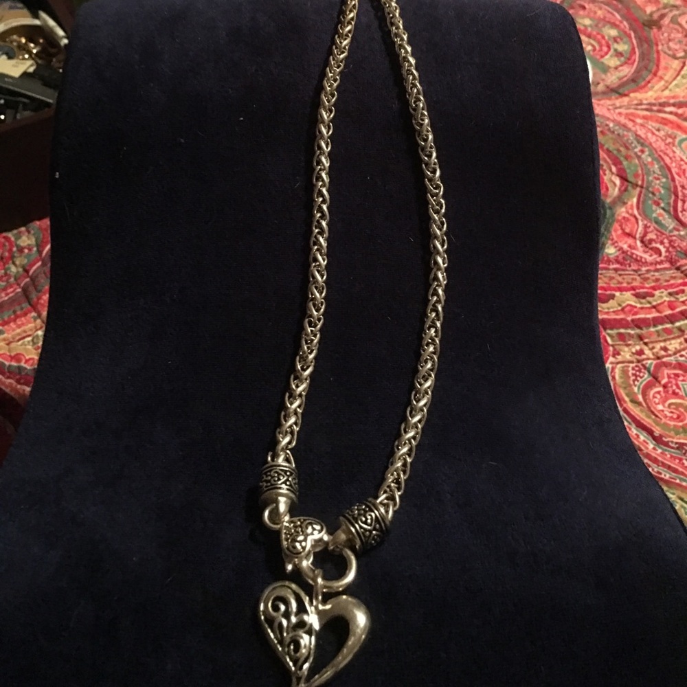 Silver tone heart necklace