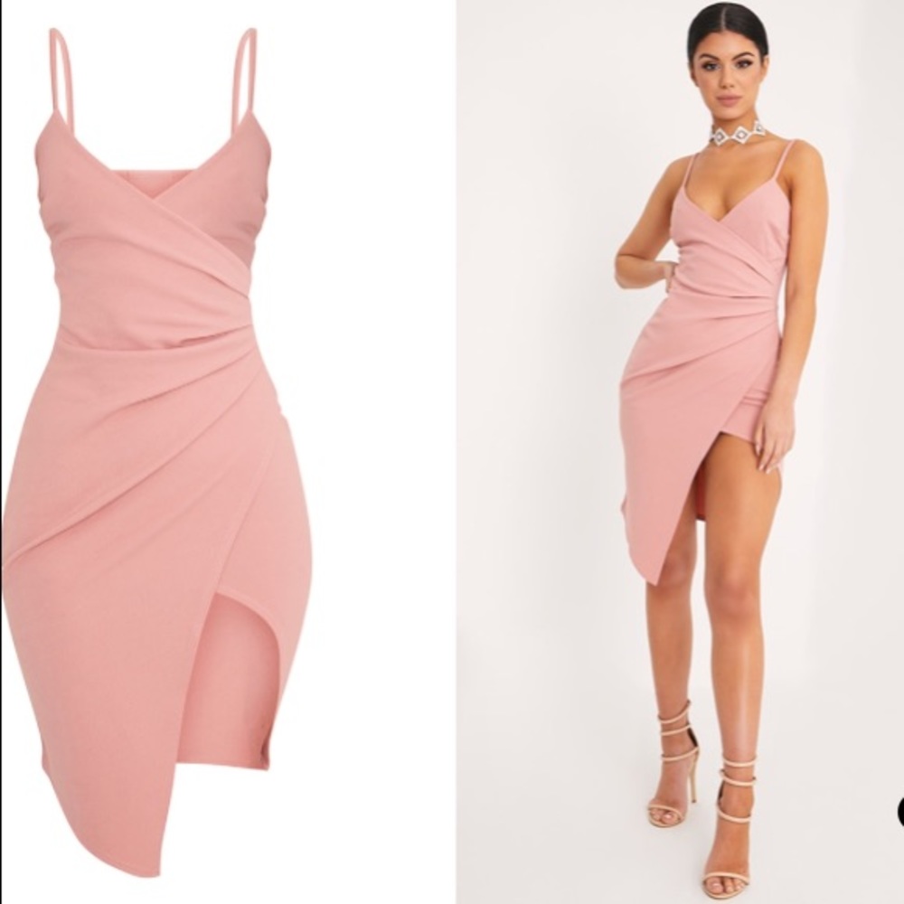 Pretty Little Thing Wrap Crepe Dress Size 4 Mauve