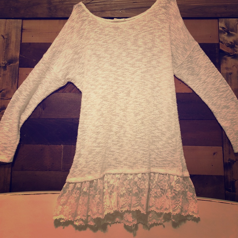 Long lace trim sweater