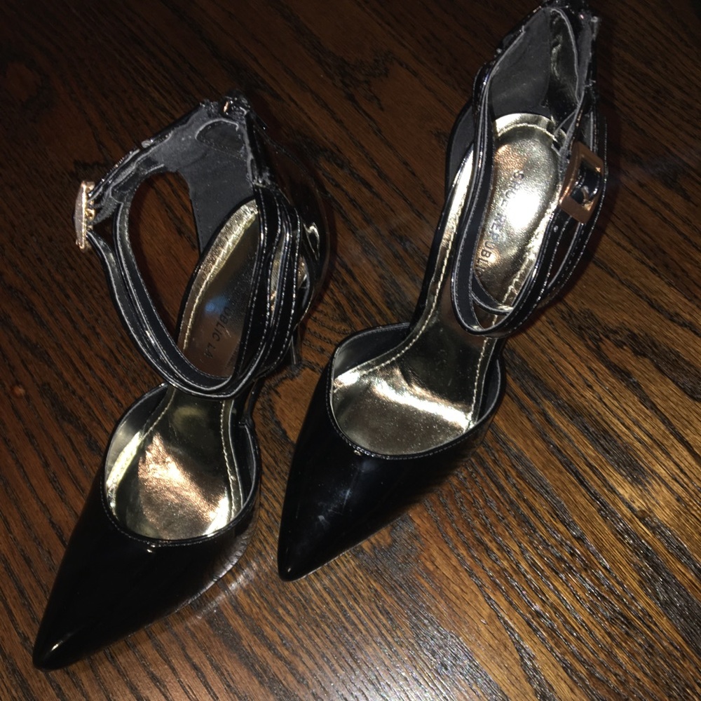 Black Ankle Strap Stilettos