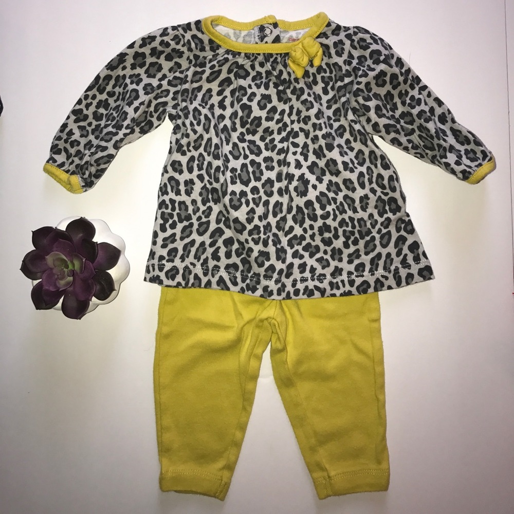 Carters Cheetah & Yellow Matching Set
