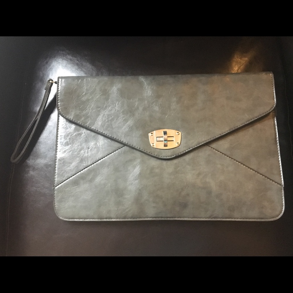 NEW Large Grey Envelope Clutch