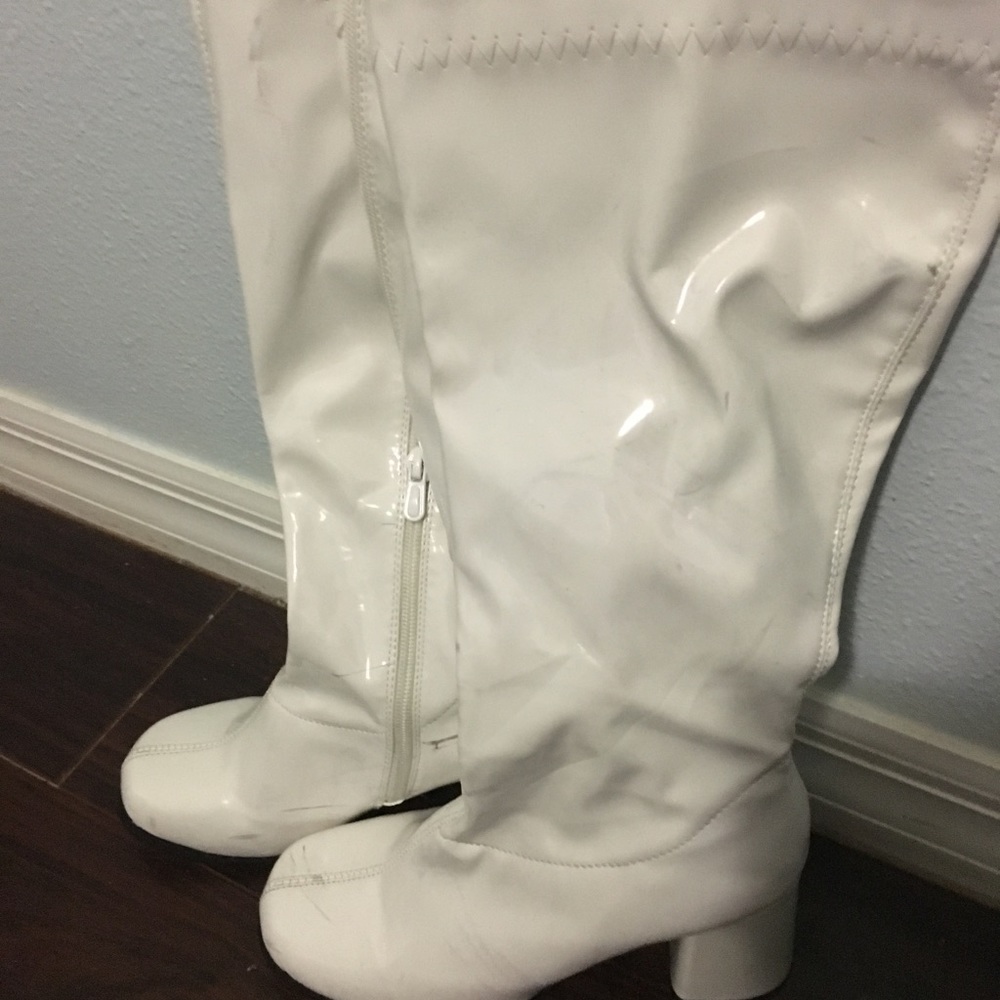 white patent leather boots