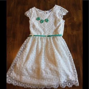 Girls size 12 white lace dress