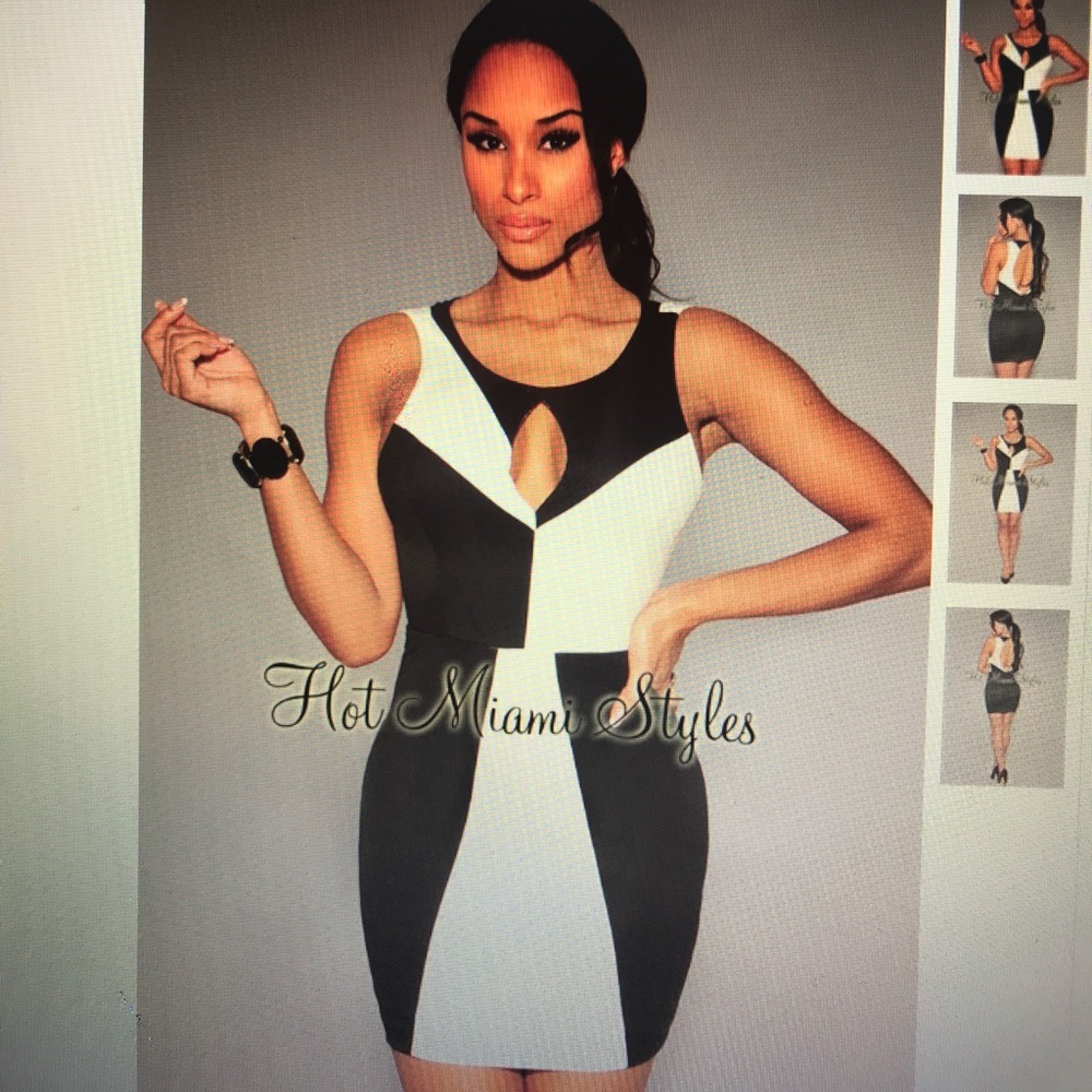 Black White Color-Block Dress