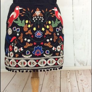 High-Waisted Embroidered Mini Skirt