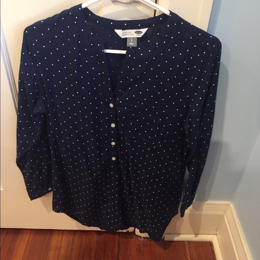 Old Navy- Blue polka dot button down S
