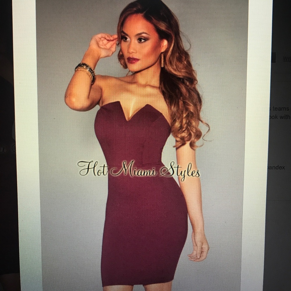 Plum Origami strapless dress