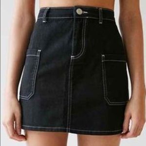 black denim skirt contrast stitching