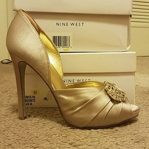 Sz7 Satin Taupe evening heels