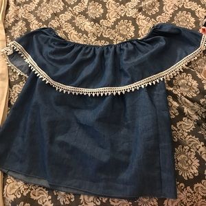 Blue Off shoulder shirt