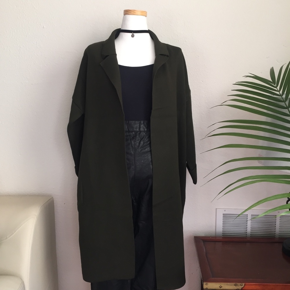 Dark Green Long Knit Coat
