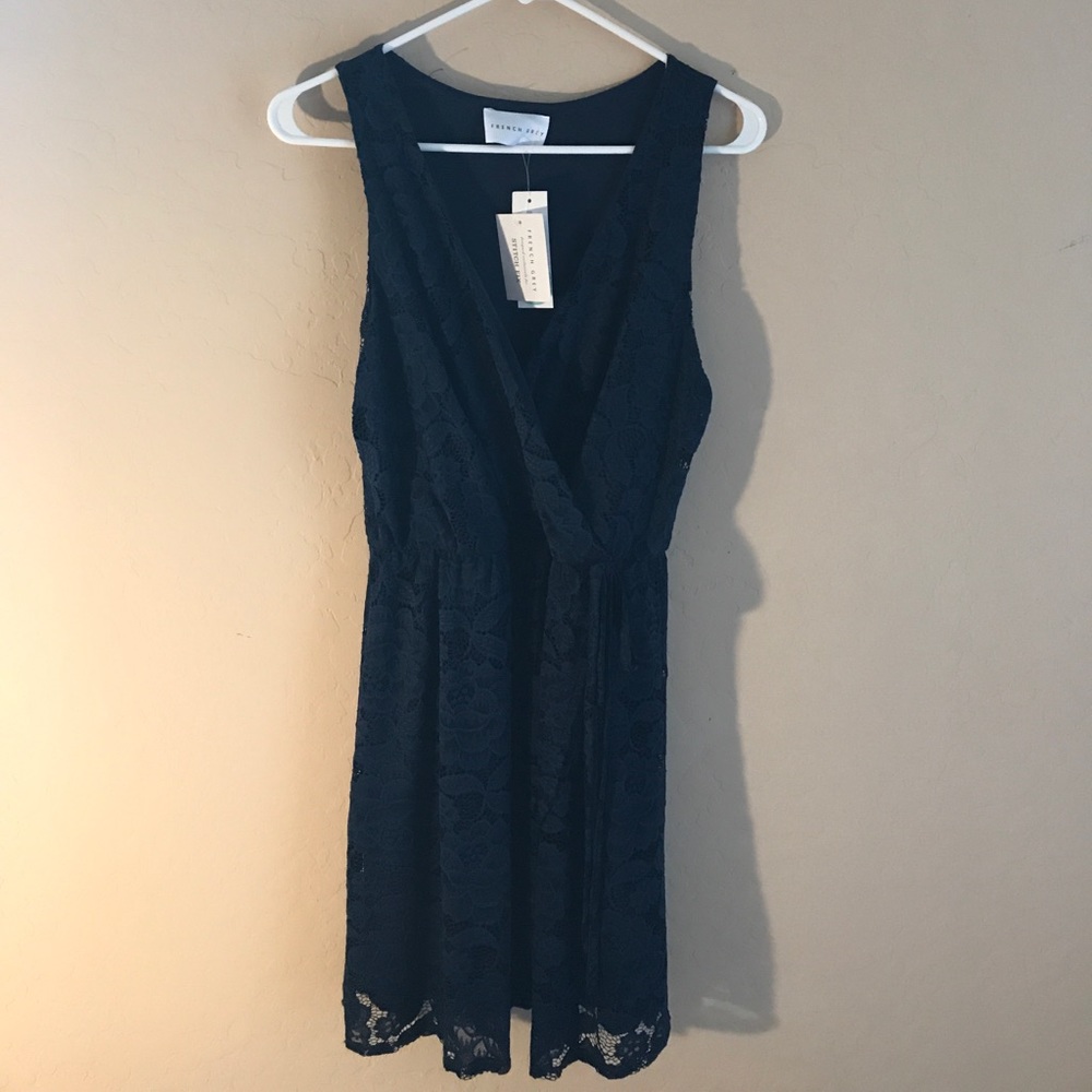 Navy blue lacy French Grey lacy dress