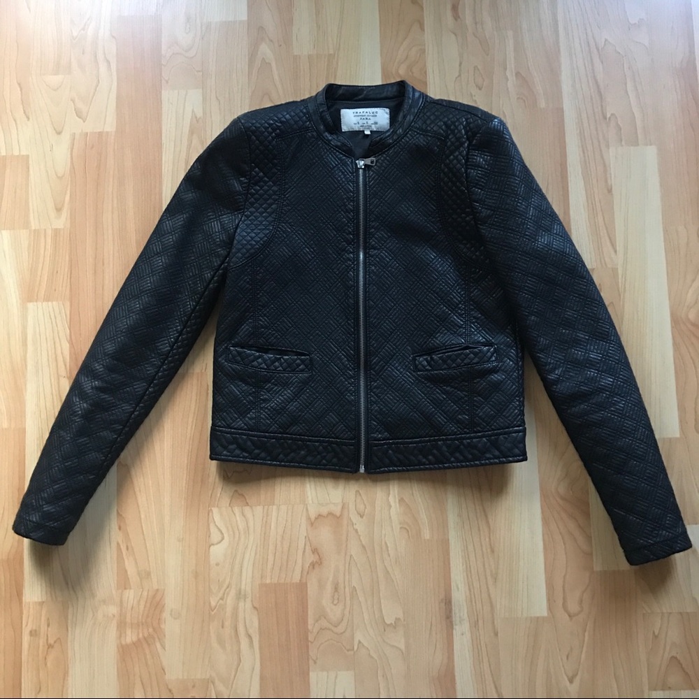 Zara fur lined faux leather jacket