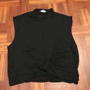 Fashion Nova Black crop front knot shirt