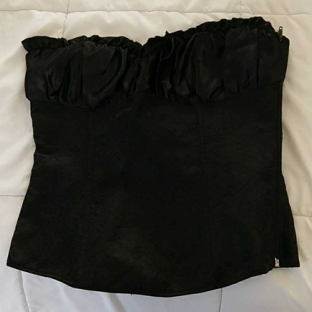 Bustier, with zipper side and ribbon ties back