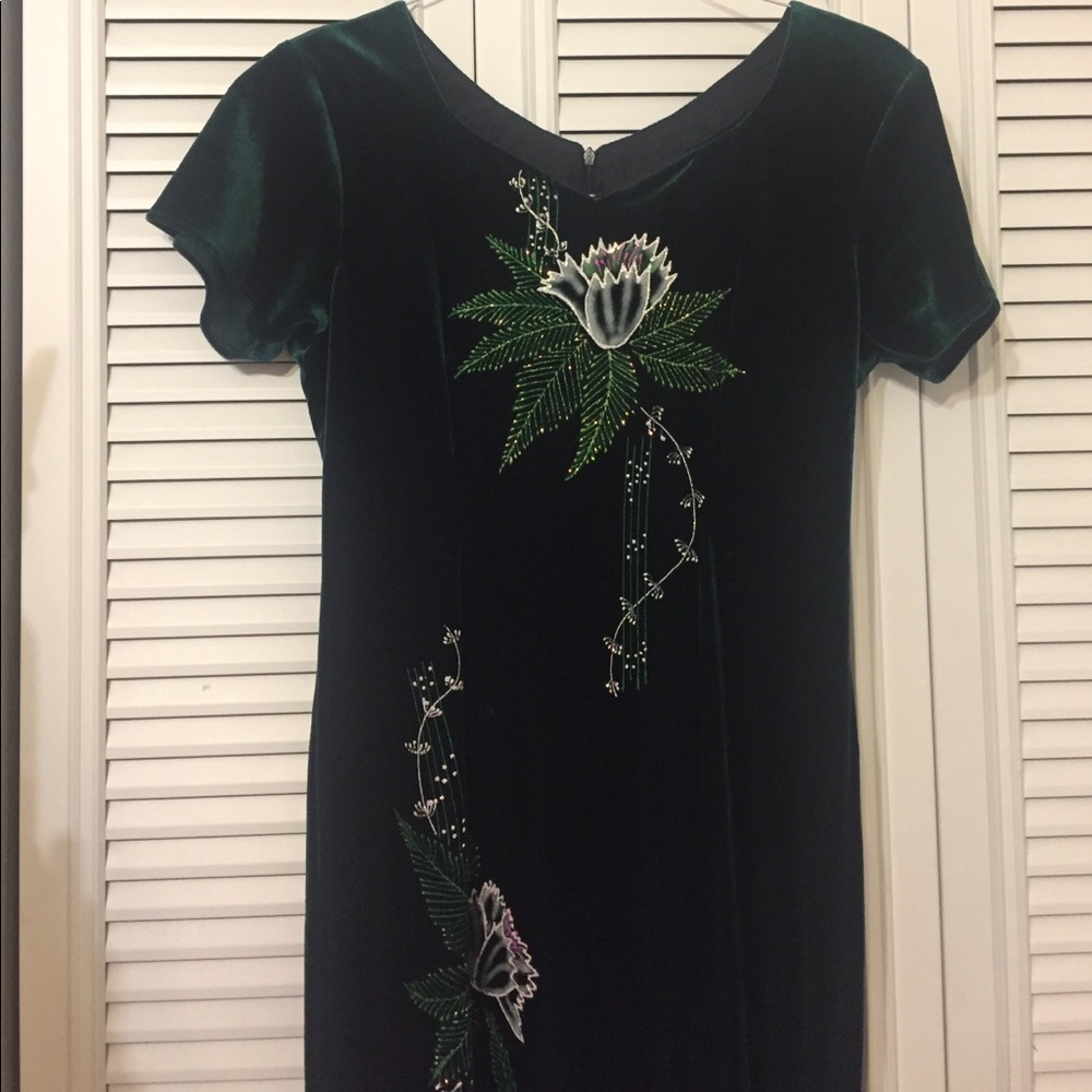 Green Velvet Evening Dress