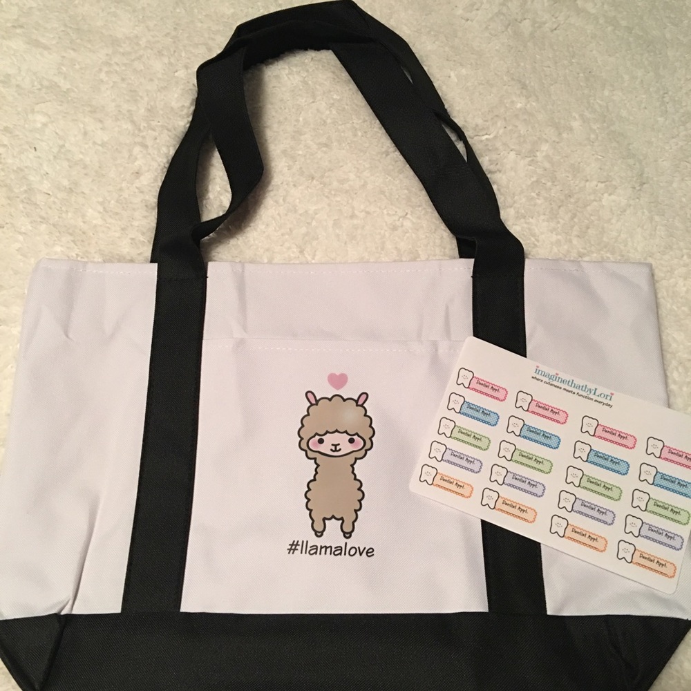Llama love tote bag