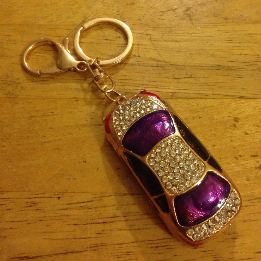 Rhinestone enamel car key chain