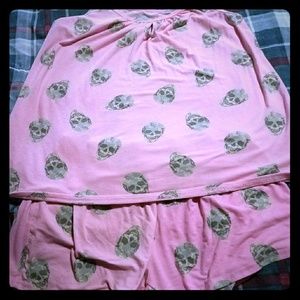 2 piece pink/skull pajama set