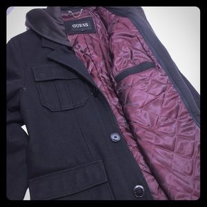 Guess Men’s wool military style 4 pocket pea coat