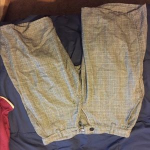 Grey shorts with teal accents