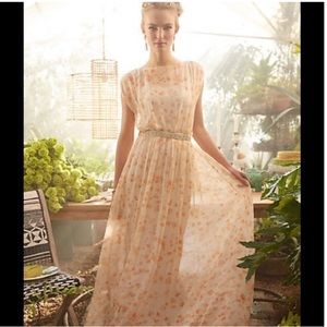 Paper Crown Orange Peach Blossom Maxi Dress