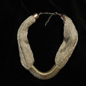 Mesh silver tone choker/necklace