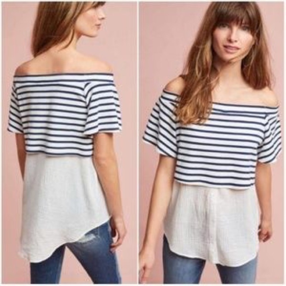 NWT Anthropologie layered off-shoulder tunic