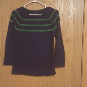 Nautica striped top navy blue and green